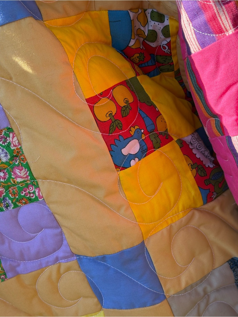 Colorful Patchwork Womans Hooded Jacket, upcycled - Picture 6 of 14